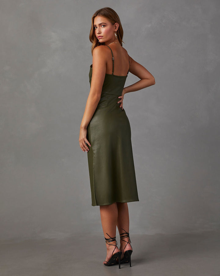 Lovette Faux Leather Midi Dress
