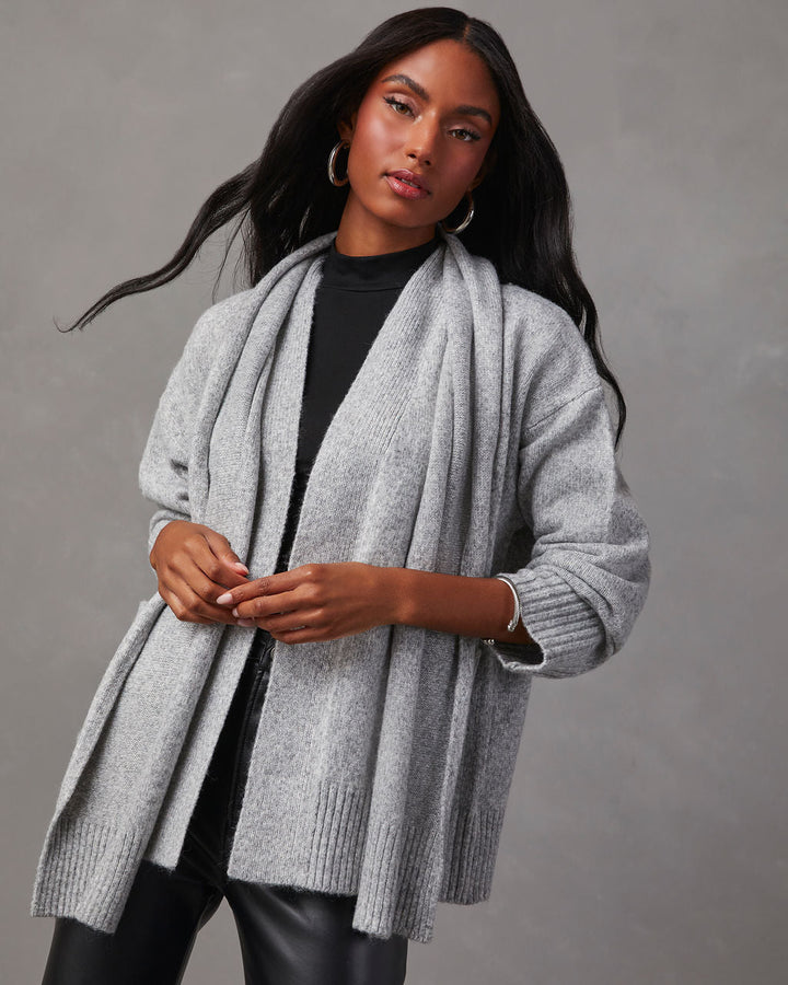 Jarvais Scarf Cardigan Heather Grey