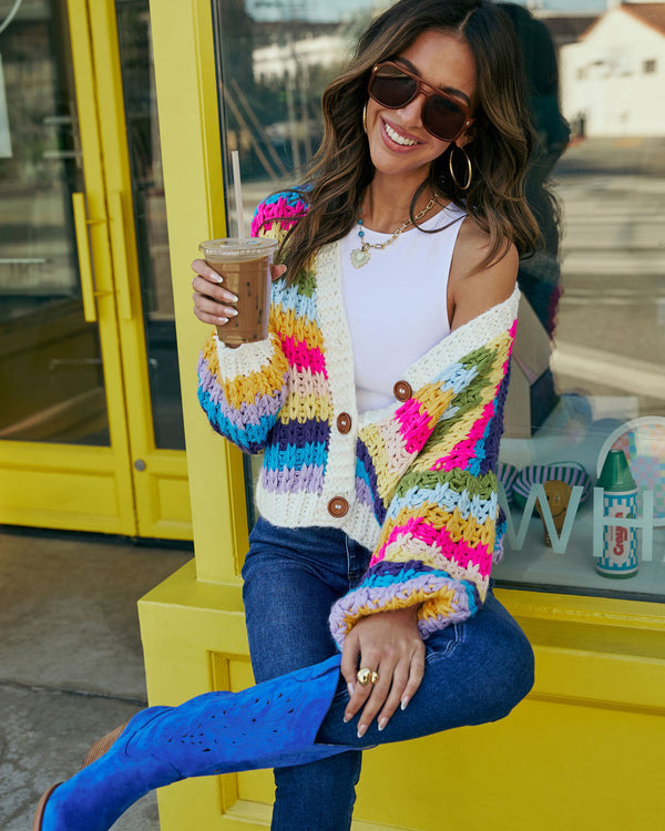 Happy Trails Crochet Cardigan Cream Multi