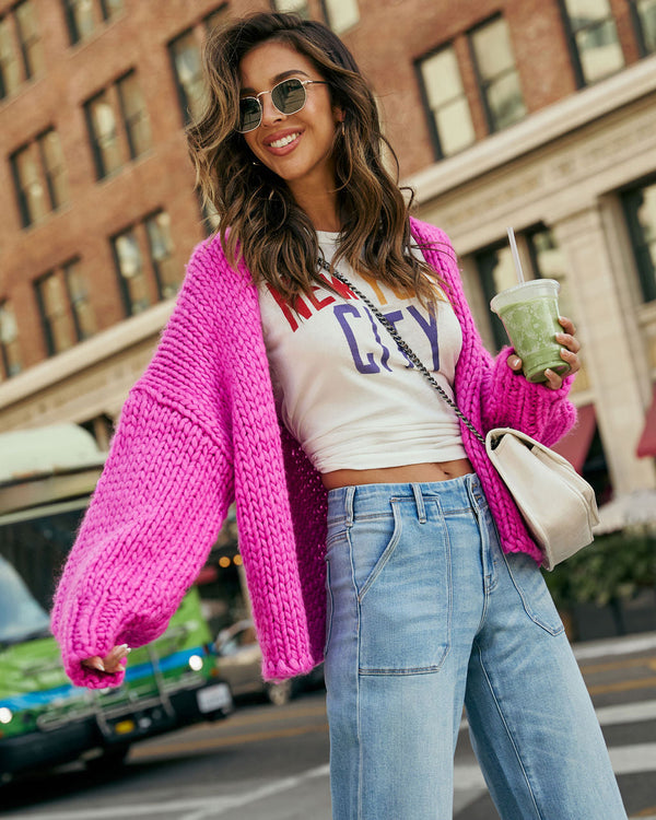 Angie Crochet Cardigan Fuchsia