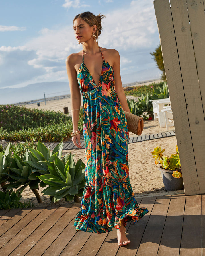 Ophira Tropical Print Maxi Dress Tropical