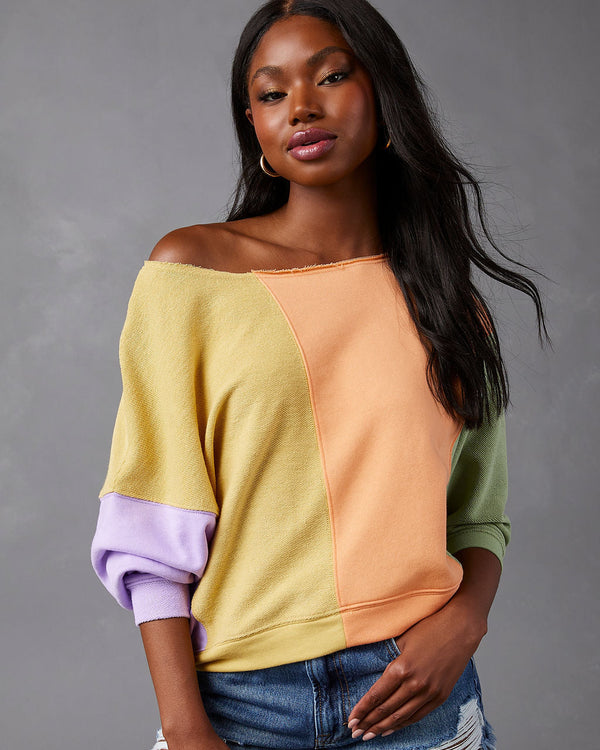 Brendel Colorblock Pullover Sweater Green Multi