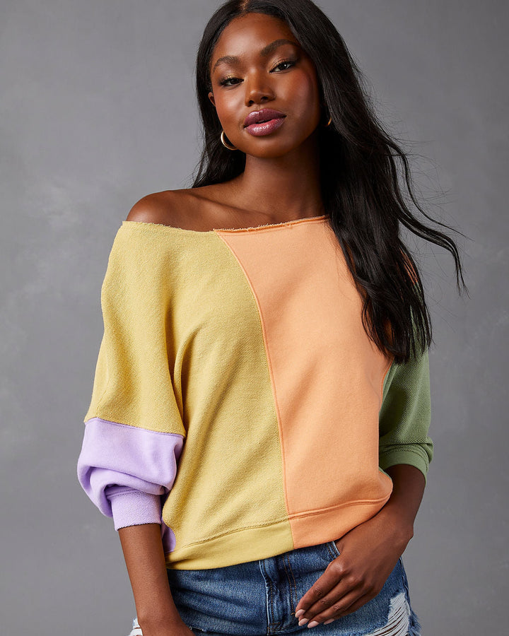 Brendel Colorblock Pullover Sweater Green Multi