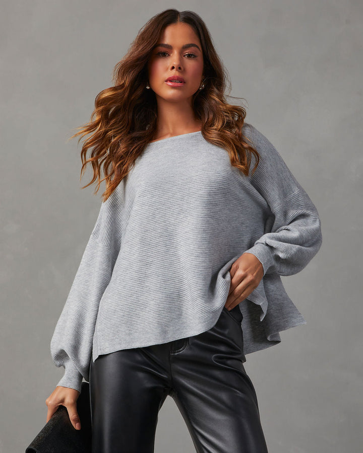 Mandie Oversized Knit Sweater Heather Grey