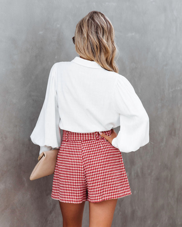 For The Record Houndstooth Belted Shorts