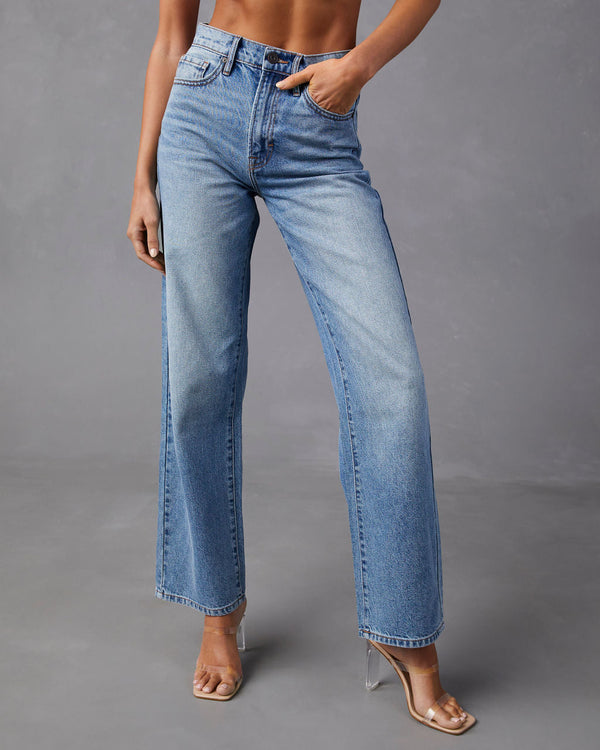 Brandis High Rise Straight Leg Jeans Medium Wash