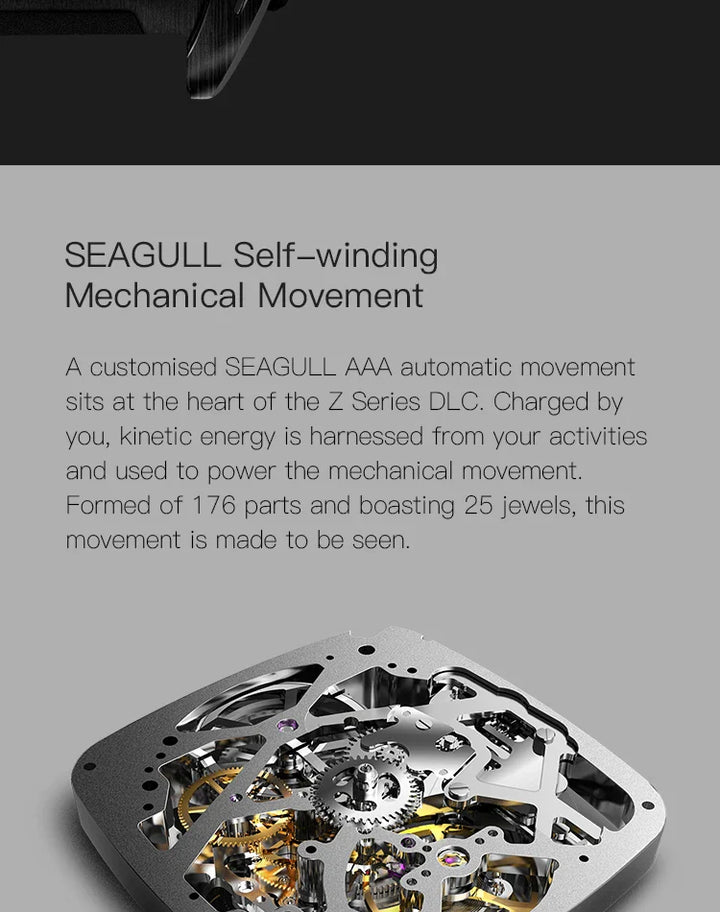 CIGA Design Z Series Men's Watch: Black DLC Skeleton with Casual Design