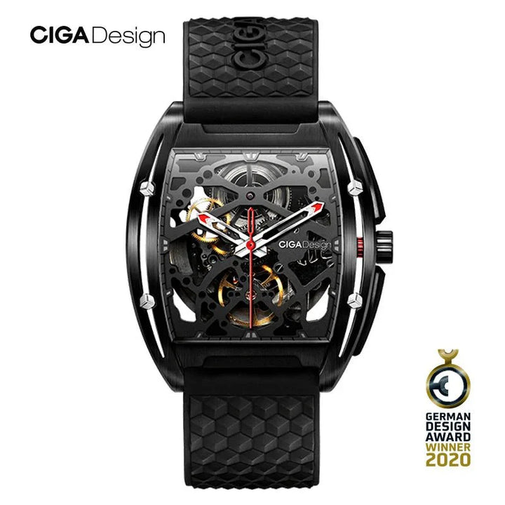 CIGA Design Z Series Men's Watch: Black DLC Skeleton with Casual Design Black