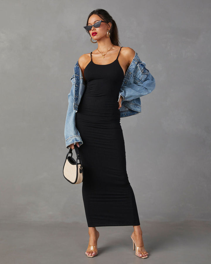 Amiah Low Back Maxi Dress Black
