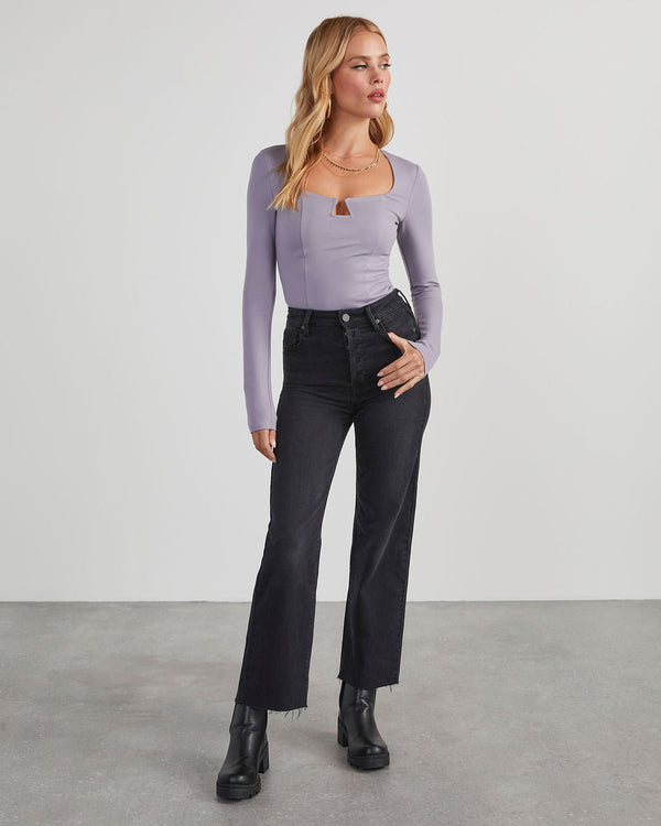 Hiram Notched Neck Bodysuit Lavender