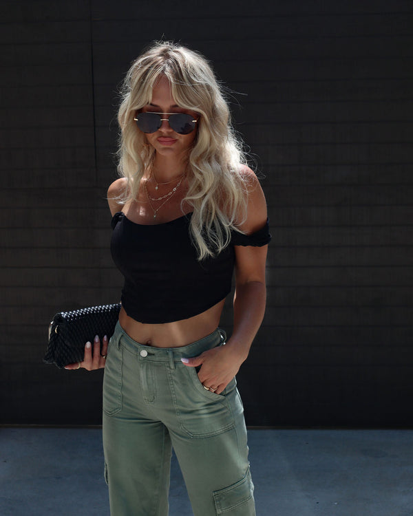 Caledonia Corset Crop Top Black