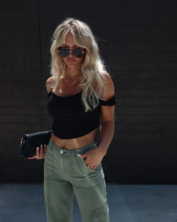 Caledonia Corset Crop Top Black