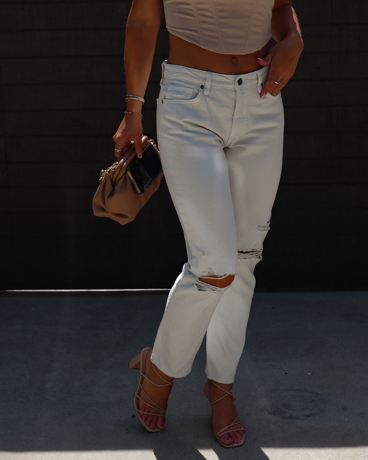 Mita High Rise Distressed Straight Jeans