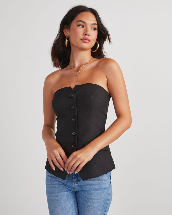 Miller Strapless Button Down Top