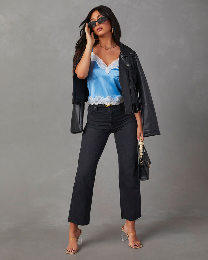 Celenia Satin Lace Trim Sleeveless Top