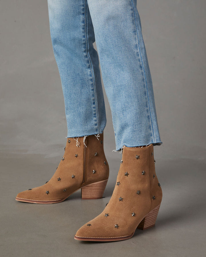 Audrie Star Studded Western Booties Khaki