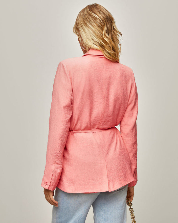 Jazmine Pocketed Waist Tie Blazer