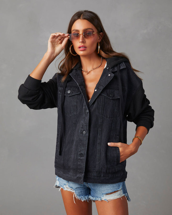 Gerardi Hooded Denim Jacket Black