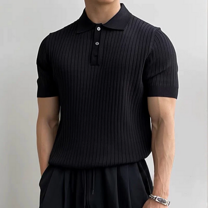 Ribbed Polo Shirt Black