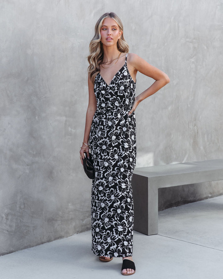 Lilo Floral Maxi Dress Black White