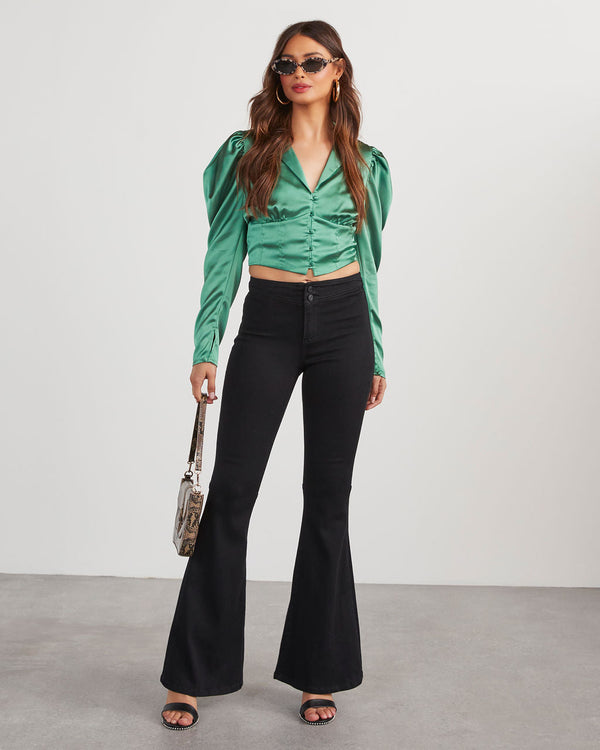 Stelio Satin Top Green