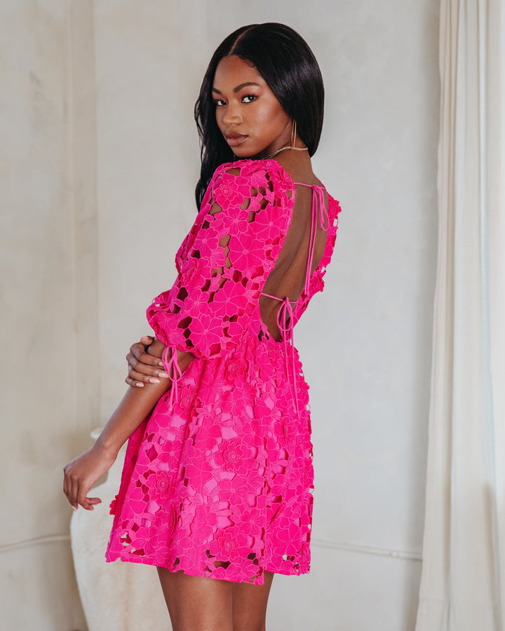 Paulette Floral Crochet Lace Mini Dress