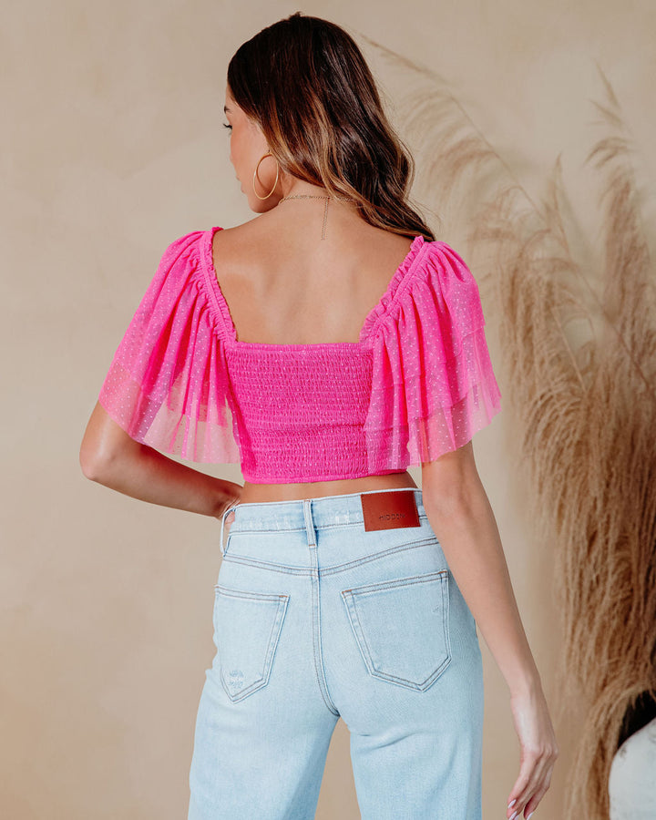 Prima Donna Smocked Tulle Flutter Sleeve Top