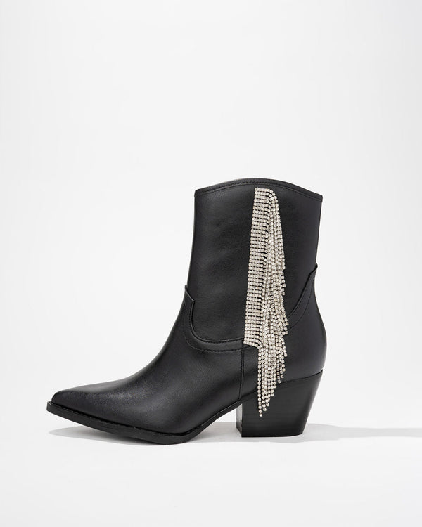 Rowan Crystal Fringe Bootie Black