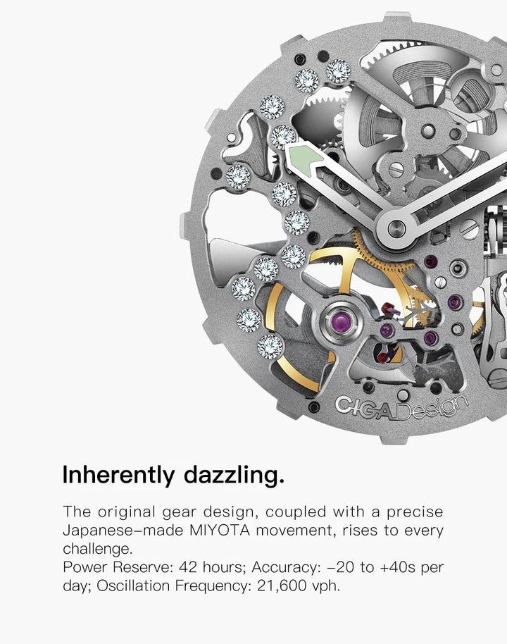 CIGA Design R Series Women's Watch: Crystal Love Skeleton with 3 Straps