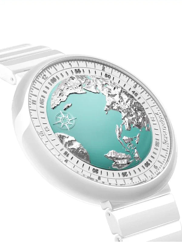 CIGA Design U Series Women's Watch: Blue Planet Ice Age Ceramic Strap