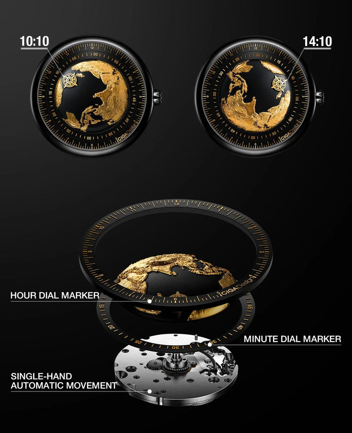 CIGA Design U Series Blue Planet Men's Watch: Luxury Automatic with Gilding & Ceramic