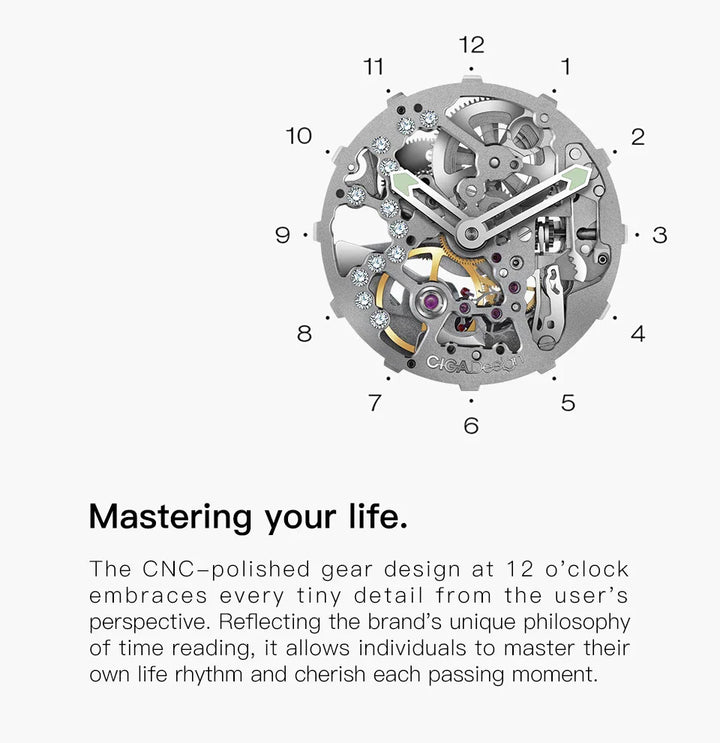 CIGA Design R Series Women's Watch: Crystal Love Skeleton with 3 Straps