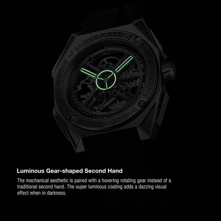 CIGA Design Men's Watch: 3-in-1 Titanium Skeleton with Fluororubber Strap