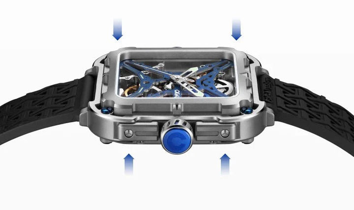 CIGA Design X Series Men's Watch: Titanium Skeleton with Luminous Design & Two Straps