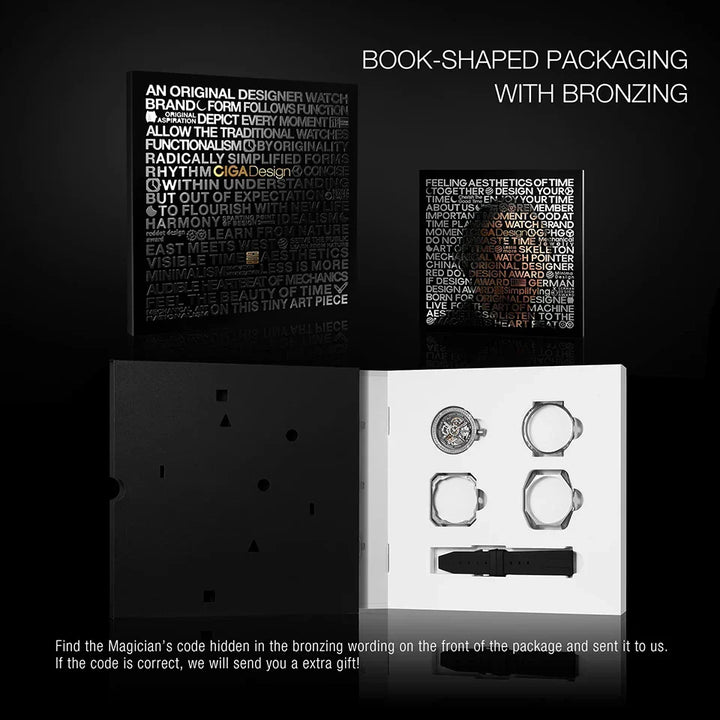 CIGA Design Men's Watch: 3-in-1 Titanium Skeleton with Fluororubber Strap