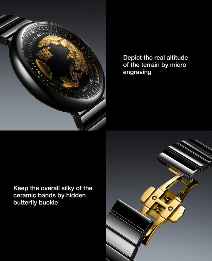 CIGA Design U Series Blue Planet Men's Watch: Luxury Automatic with Gilding & Ceramic