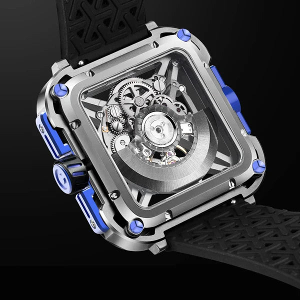 CIGA Design X Series Men's Watch: Titanium Skeleton with Luminous Design & Two Straps