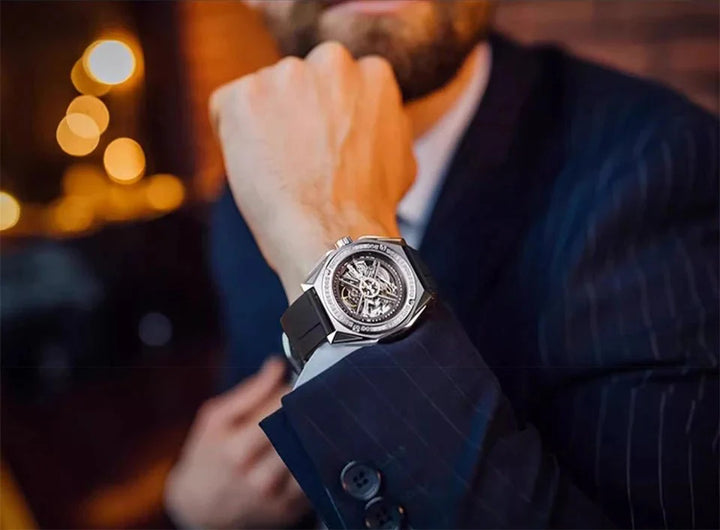 CIGA Design Men's Watch: 3-in-1 Titanium Skeleton with Fluororubber Strap