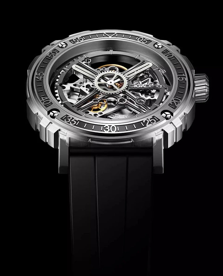 CIGA Design Men's Watch: 3-in-1 Titanium Skeleton with Fluororubber Strap
