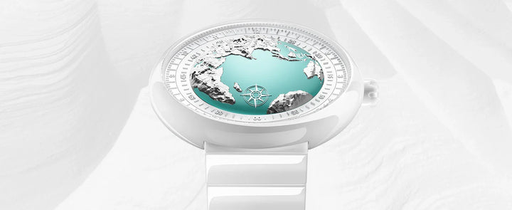 CIGA Design U Series Women's Watch: Blue Planet Ice Age Ceramic Strap