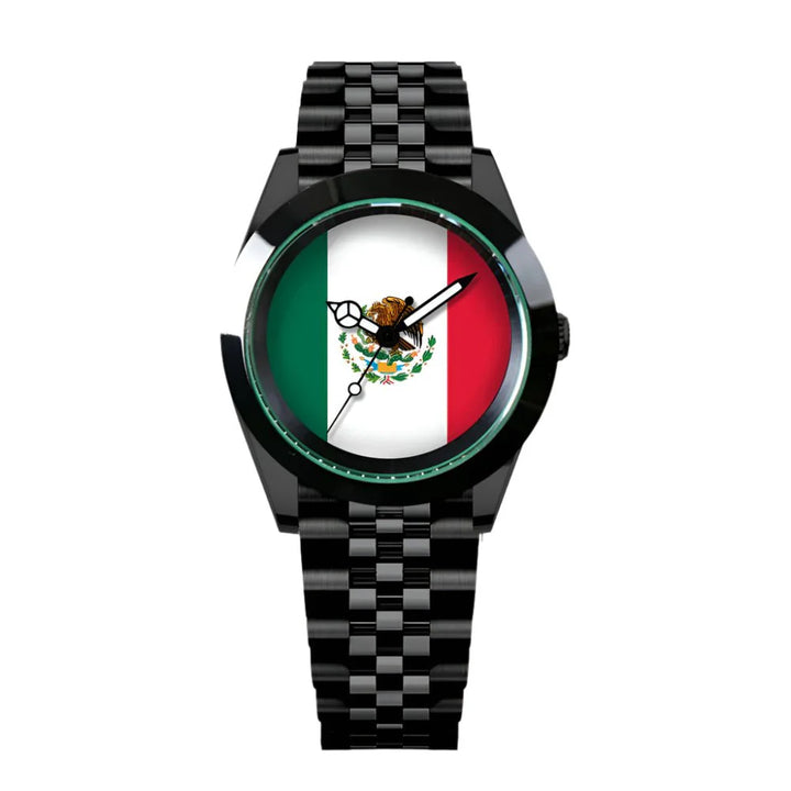 39MM NH35 Black Oyster Watch Mexican Flag Automatic Mechanical Watch For Men Sapphire Crystal Jubilee president Strap Reloj Mexican