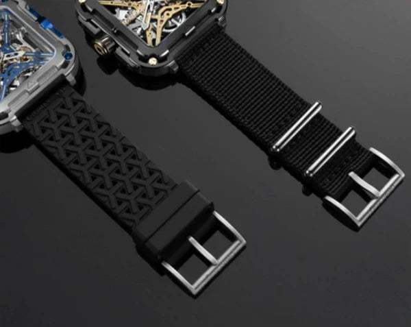 CIGA Design X Series Men's Watch: Titanium Gold Skeleton with Two Straps