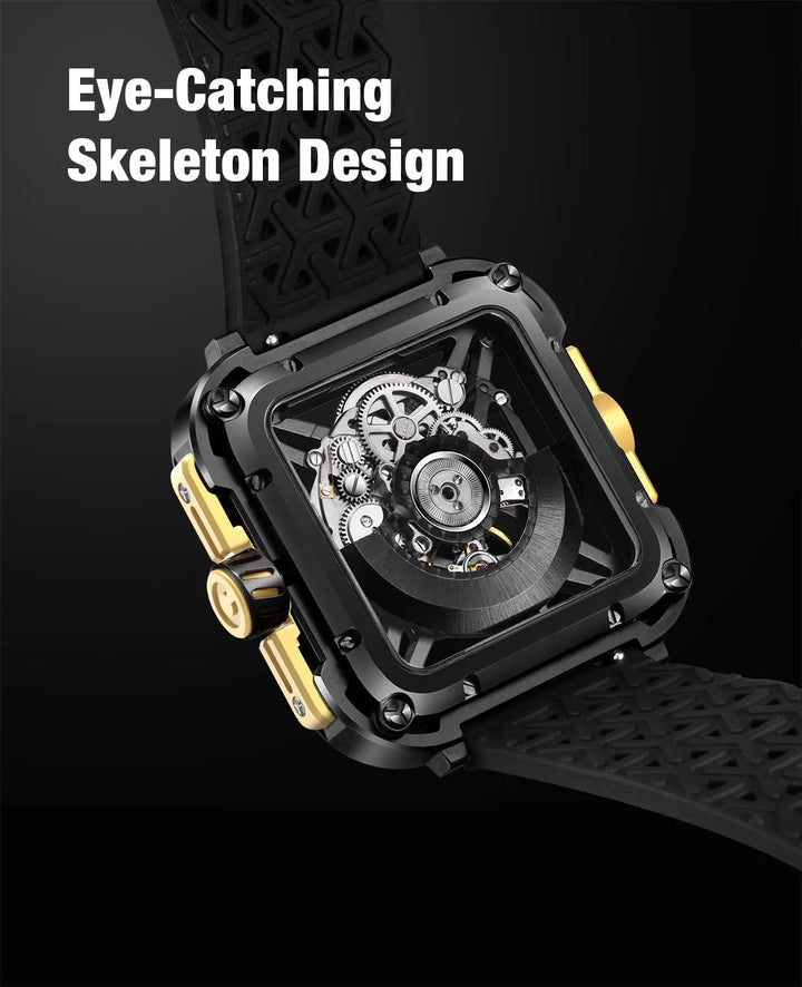CIGA Design X Series Men's Watch: Titanium Gold Skeleton with Two Straps