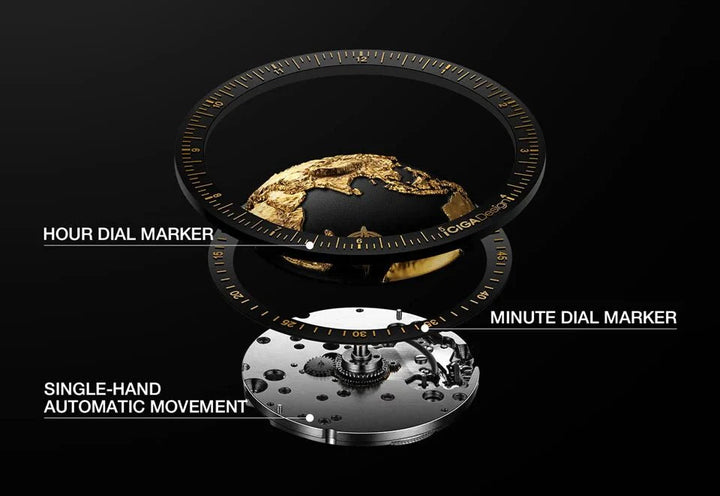 CIGA Design U Series Blue Planet Men's Watch: Luxury Automatic with Gilding & Ceramic