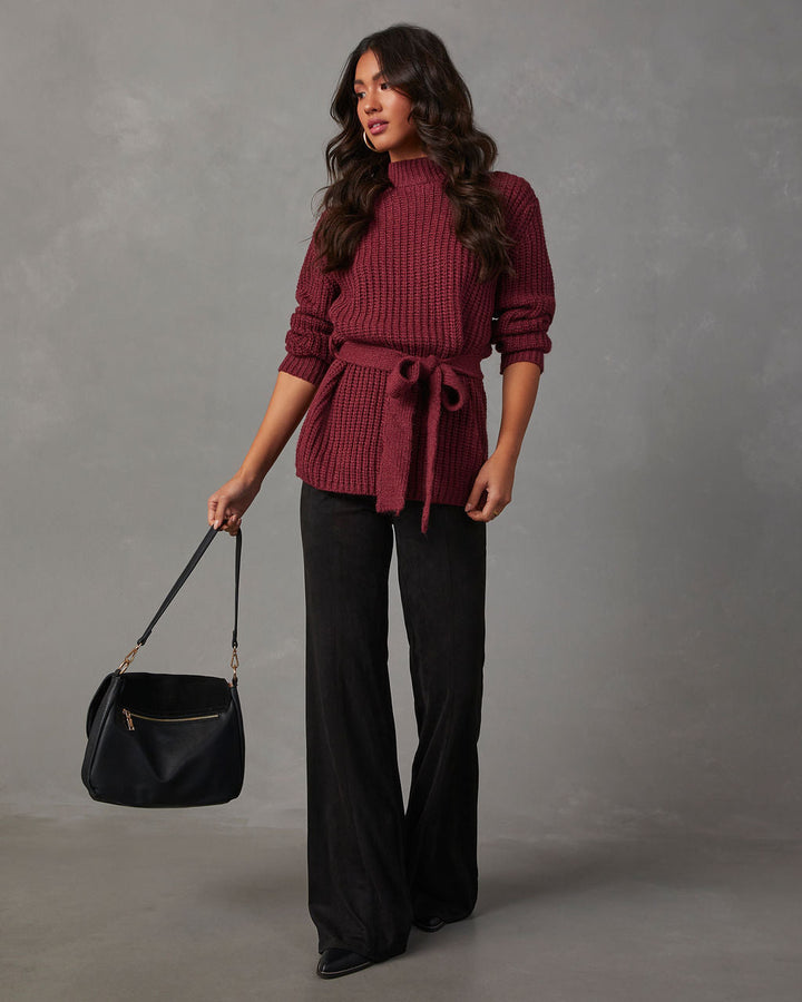 Wixson Belted Mock Neck Sweater
