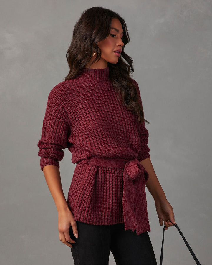 Wixson Belted Mock Neck Sweater