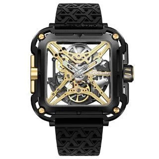 CIGA Design X Series Men's Watch: Titanium Gold Skeleton with Two Straps