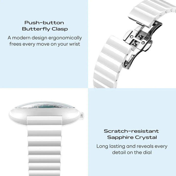 CIGA Design U Series Women's Watch: Blue Planet Ice Age Ceramic Strap