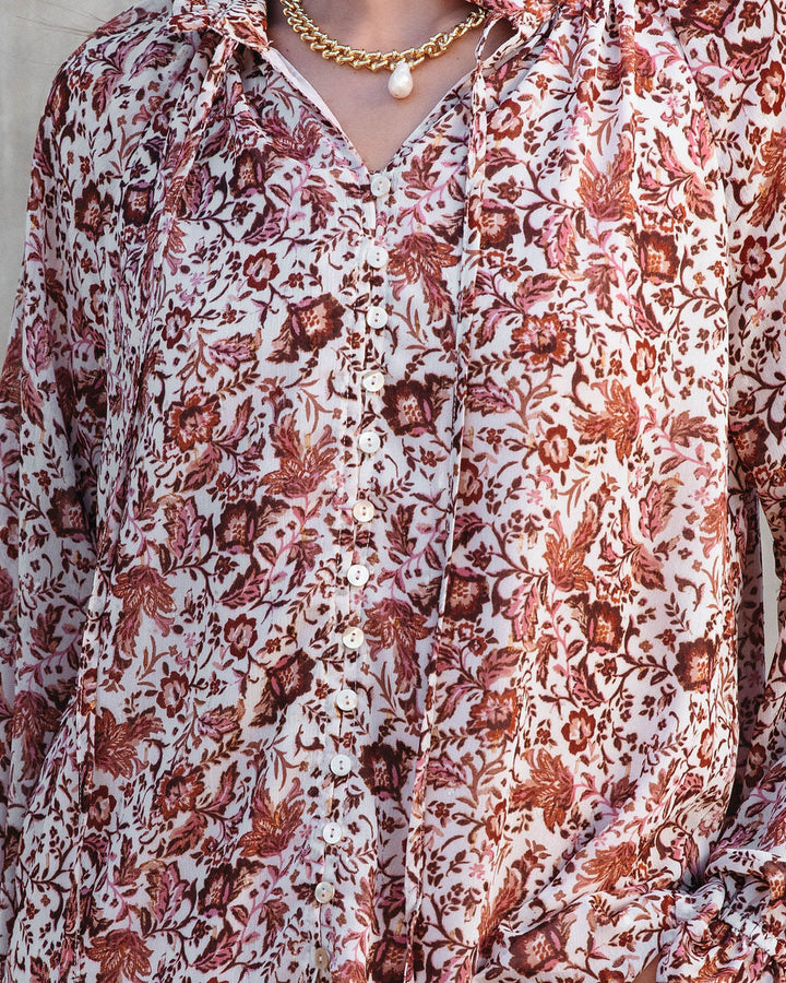 Sahara Printed Ruffle Long Sleeve Top