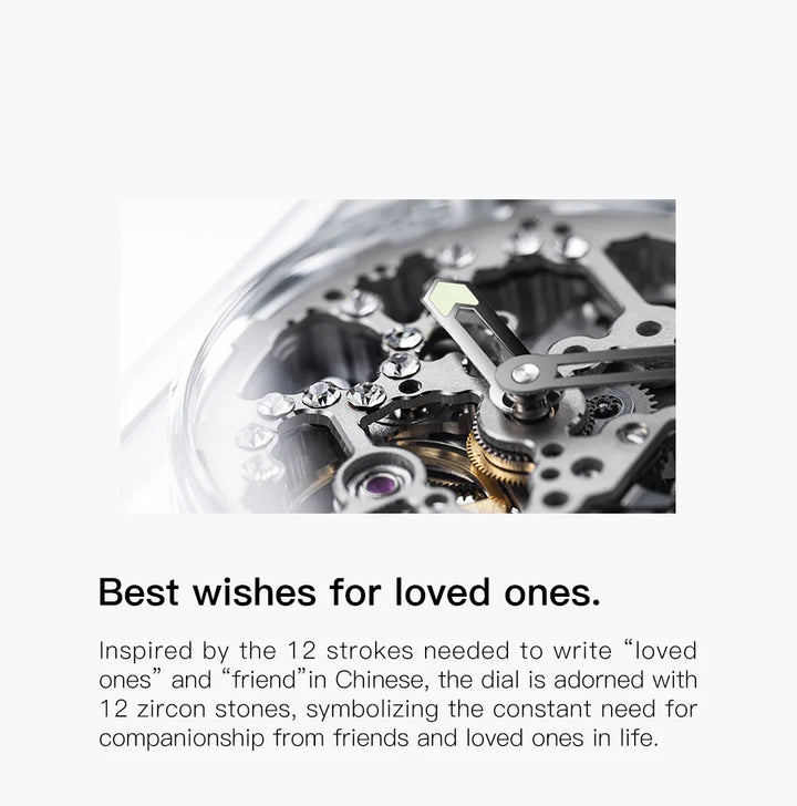 CIGA Design R Series Women's Watch: Crystal Love Skeleton with 3 Straps